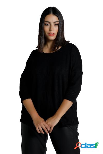 Felpa oversize con costine, scollo a girocollo e maniche a