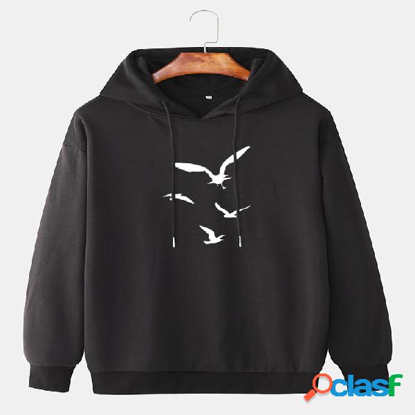 Felpe con cappuccio casual larghe con coulisse in cotone