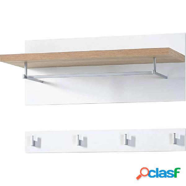 Germania Appendiabiti a Parete Top in Bianco e Rovere