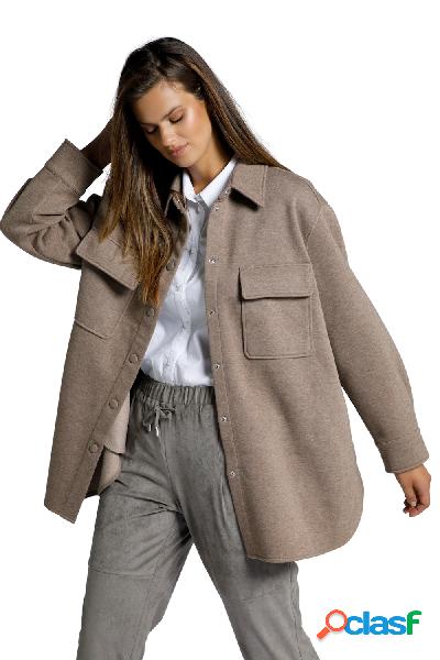 Giacca a camicia con effetto lana, bottoni automatici e
