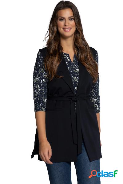 Gilet lungo e smanicato in jersey punto Roma con scollo a