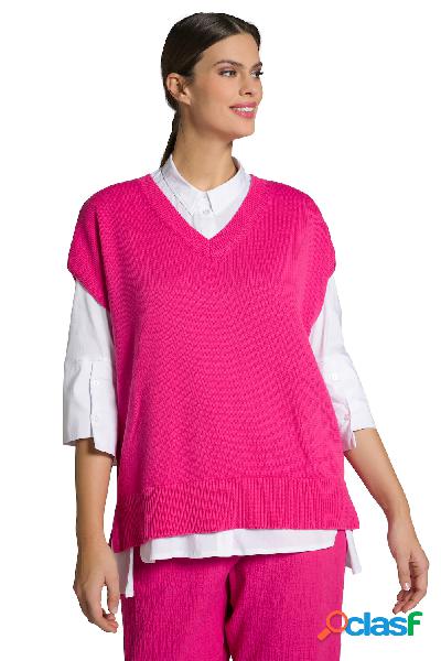 Gilet oversize e smanicato con scollo a V, Donna, Rosa,