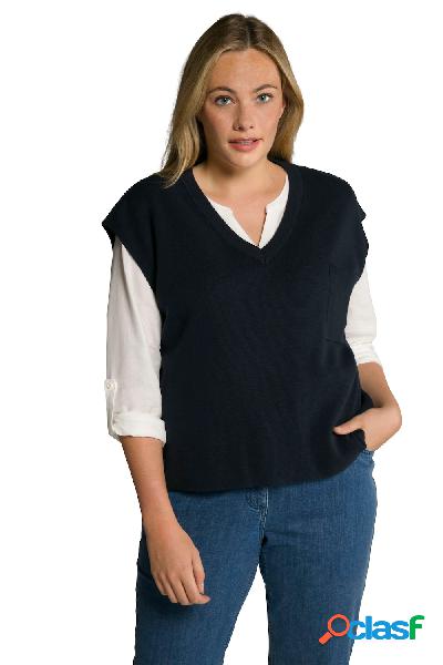 Gilet smanicato di cotone biologico con scollo a V, Donna,