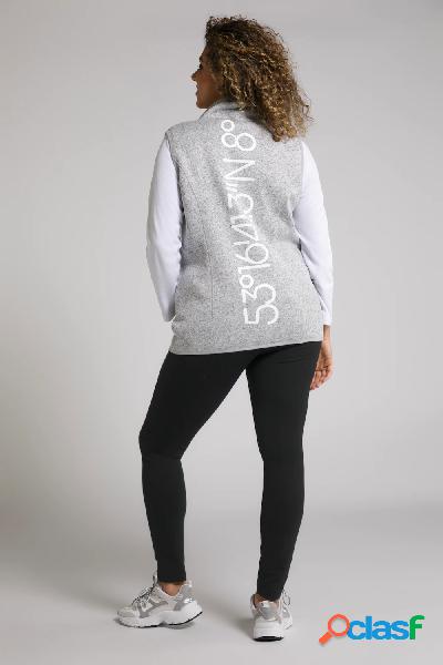 Gilet smanicato in maglia e pile con colletto alto e stampa,