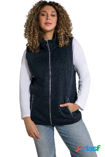 Gilet smanicato in maglia e pile con colletto alto ed