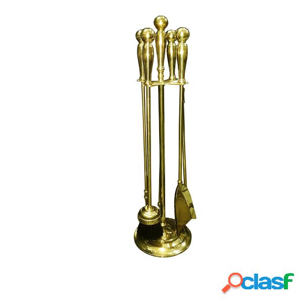 Gruppo per camino in Ottone Lucido 28xh70 cm - Peso 2,9 kg