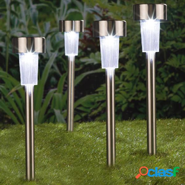 HI Lampade Solari a LED da Giardino 4 pz in Acciaio Inox 36