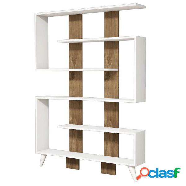 Homemania Libreria Jane 120x22x164 cm Bianca e Noce