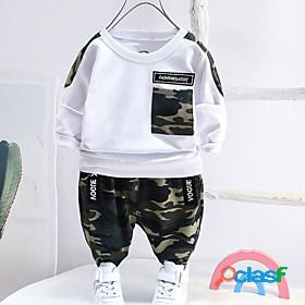 Kids Boys Clothing Set Long Sleeve 2 Pieces White Black Fur