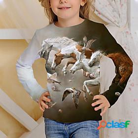 Kids Boys Girls T shirt Long Sleeve Brown Light Green 3D