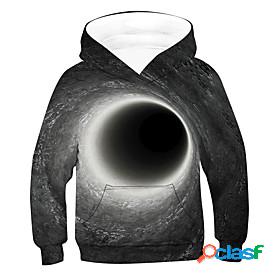 Kids Boys Hoodie Sweatshirt Long Sleeve Black 3D Active