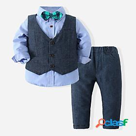 Kids Boys Suit Blazer Clothing Set Long Sleeve 3 Pieces Blue