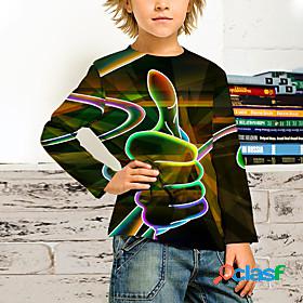Kids Boys T shirt Long Sleeve Green 3D Print Print Graphic