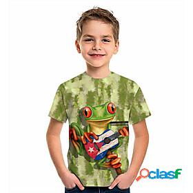Kids Boys T shirt Short Sleeve 3D Print Animal Green