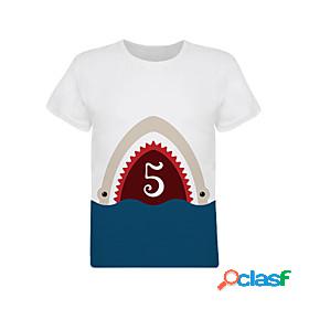 Kids Boys T shirt Short Sleeve 3D Print Shark Letter Animal