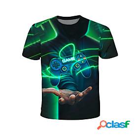 Kids Boys T shirt Short Sleeve Black 3D Print Graphic Active