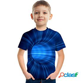 Kids Boys T shirt Short Sleeve Blue 3D Print Optical