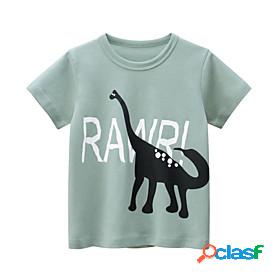 Kids Boys T shirt Short Sleeve Cartoon Dinosaur Letter Light