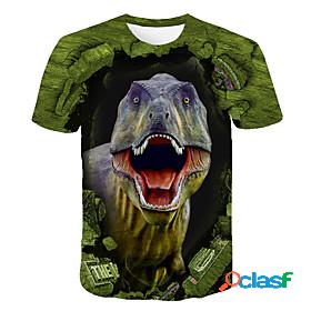 Kids Boys T shirt Short Sleeve Green 3D Print Dinosaur