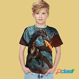 Kids Boys T shirt Short Sleeve Green 3D Print Dragon