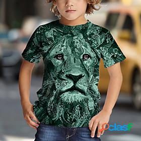 Kids Boys T shirt Short Sleeve Green Pink Gold 3D Print