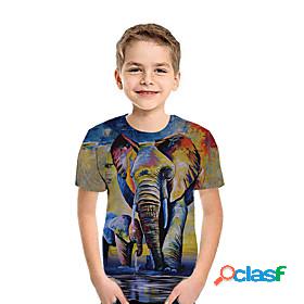 Kids Boys T shirt Tee Short Sleeve 3D Print Elephant Animal