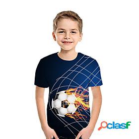 Kids Boys T shirt Tee Short Sleeve Patchwork Geometric 3D