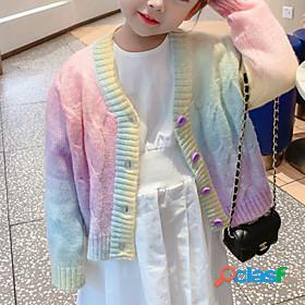 Kids Girls Cardigan Long Sleeve Rainbow Graphic Tie Dye