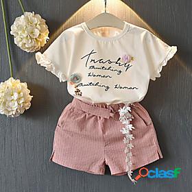 Kids Girls T-shirt Shorts Clothing Set Short Sleeve 2 Pieces