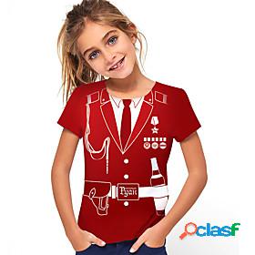 Kids Girls T shirt Tee Short Sleeve Graphic 3D Print Red