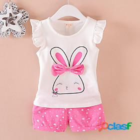 Kids Girls Tank Cami Shorts Sleeveless 2 Pieces Bunny pink