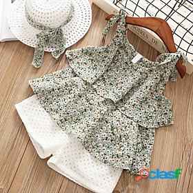 Kids Girls Tank Shorts Clothing Set Short Sleeve 3 Pieces
