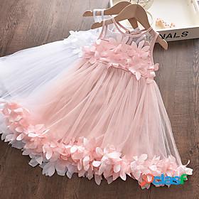 Kids Little Dress Girls Floral Patchwork Daily Sundress Mesh