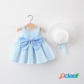 Kids Little Dress Girls Flower Daily Vacation Light Blue