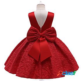 Kids Little Dress Girls Plain Party Daily Skater Dress Bow