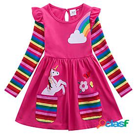 Kids Little Dress Girls Rainbow Flower Unicorn T Shirt Dress