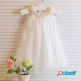 Kids Little Dress Girls Solid Colored School Daily Mesh