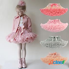 Kids Little Dress Girls Solid Colored Tutu Dresses Mesh
