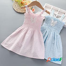 Kids Little Girls Dress Butterfly Dot Daily Wear Light Pink