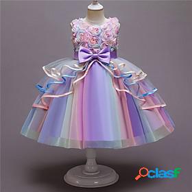Kids Little Girls Dress Flower Party A Line Dress Bow Purple