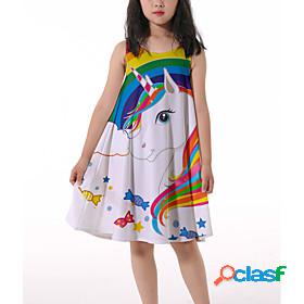 Kids Little Girls Dress Horse Rainbow Graphic Tank Dress