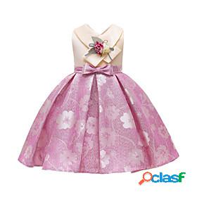 Kids Little Girls Dress Plain Party Daily Skater Dress Bow