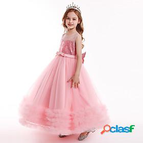 Kids Little Girls Dress Plain Party Daily Tulle Dress Bow