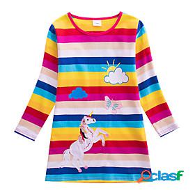 Kids Little Girls Dress Rainbow Unicorn Christmas pattern