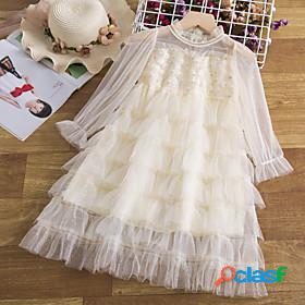 Kids Little Girls Dress Solid Colored Birthday Daily A Line