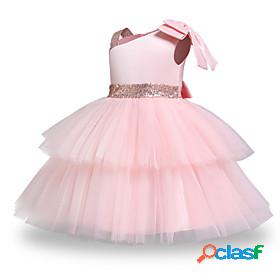 Kids Little Girls Dress Solid Colored Party Birthday A Line