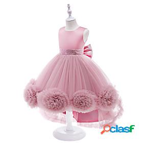 Kids Little Girls Dress Solid Colored Party Birthday Mesh