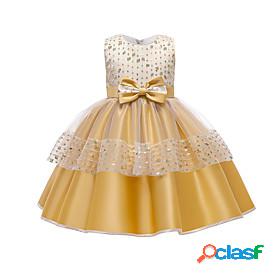 Kids Little Girls Dress Solid Colored Party Performance A