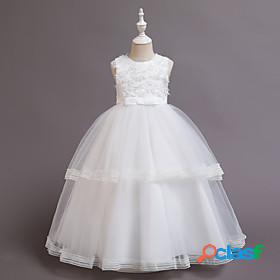 Kids Little Girls Dress Solid Colored Wedding Birthday A