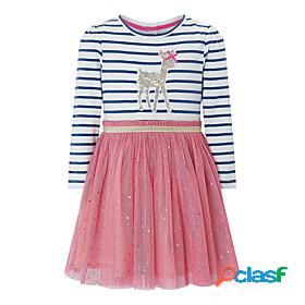 Kids Little Girls Dress Striped Deer Daily A Line Dress